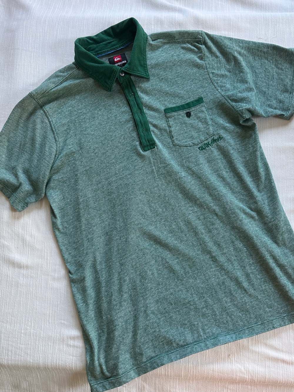Quiksilver Striped Snap Button Pocket Polo Shirt | L